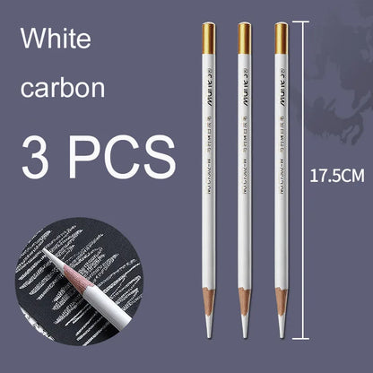 1/3/6 Pcs White Charcoal Pencil Soft Medium Hard Charcoal Art Supplies