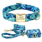 Printed Dog Collar and Leash Set Blue Sets Medium