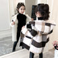 Girls Plaid Thick Lamb Woolen Coat Beige 11 Years Old