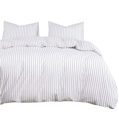Cloud Stripe Cotton Duvet Set - Queen Size - - Duvet cover