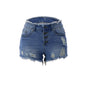 Fringe Womens Shorts with Buttons - Light Blue S - shorts