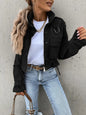 Snap Down Long Sleeve Jacket - Black -