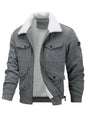 Men's Plus Size Corduroy Sherpa Lined Winter Coat - Gray -
