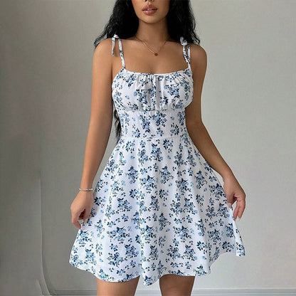 Women's Floral A-Line Mini Dress — Open Back, 10 Colors, XS–XXL - - Women's Clothing