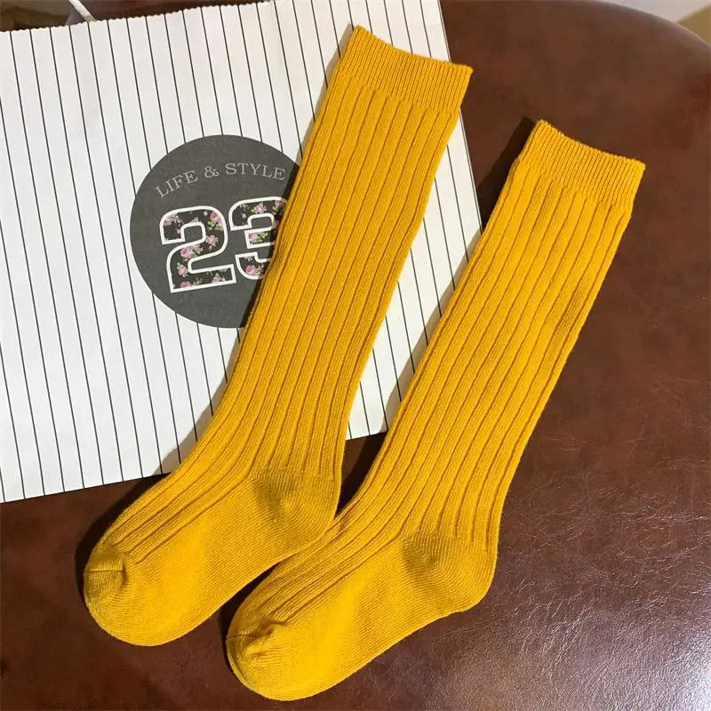 Baby Over the Knee Cotton Crew Socks yellow