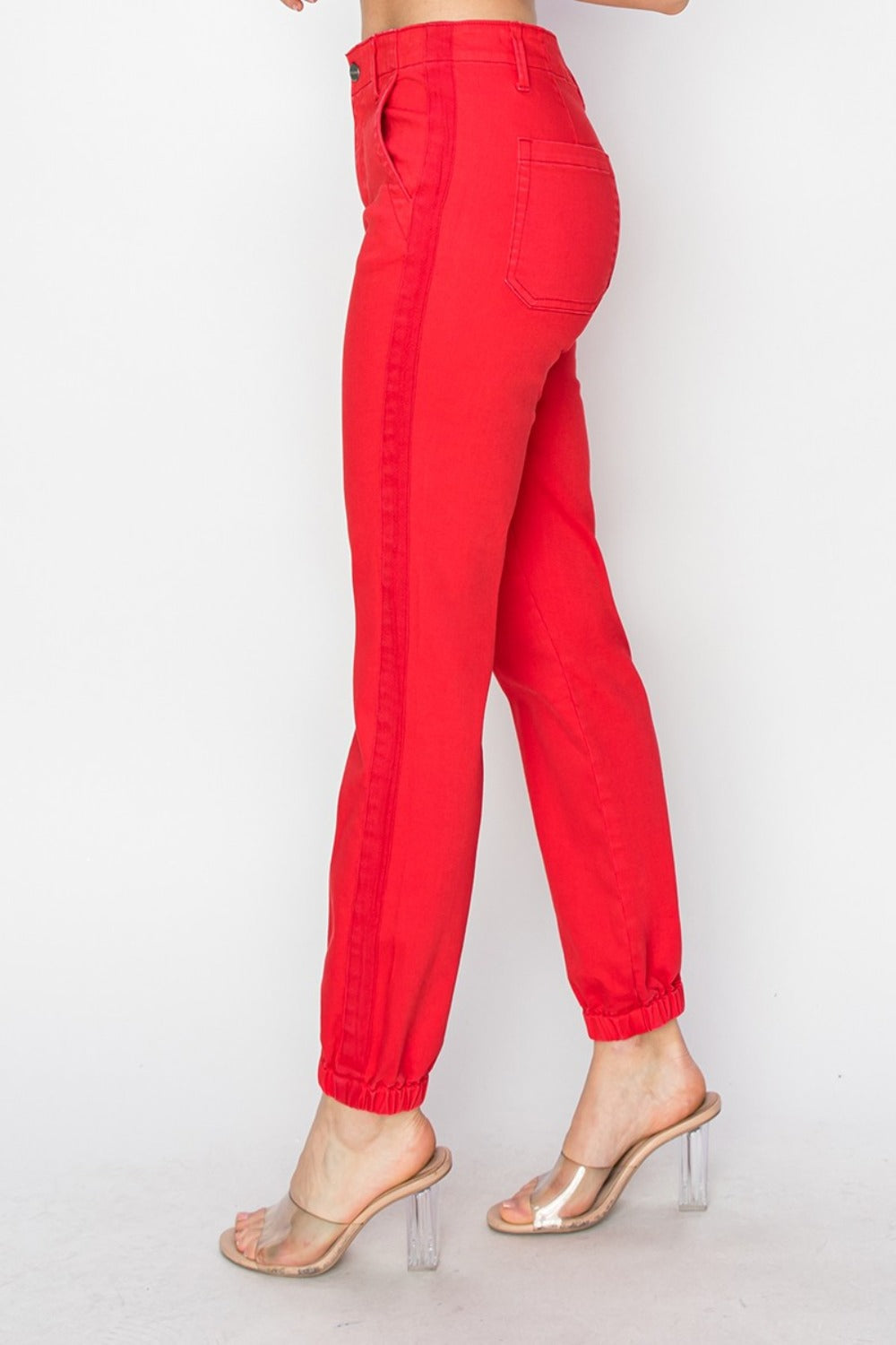 RISEN Red Denim Relaxed Jogger Jeans - - jeans