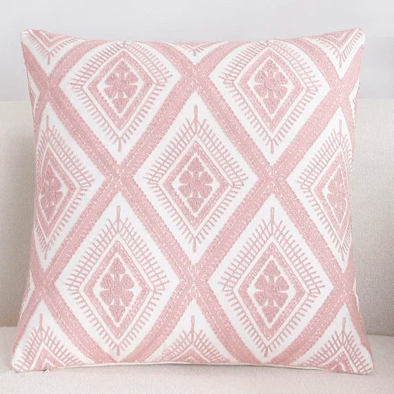 Solid Color Geometric Cushion Cover, Pink Decorative Sofa Cushion Cover