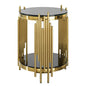 Elegant Round Table With Double Layer Tempered Glass Top And Stainless Steel Frame For Living Room - Gold 17.72"W x 17.72"D x 21.65"H - Side Tables