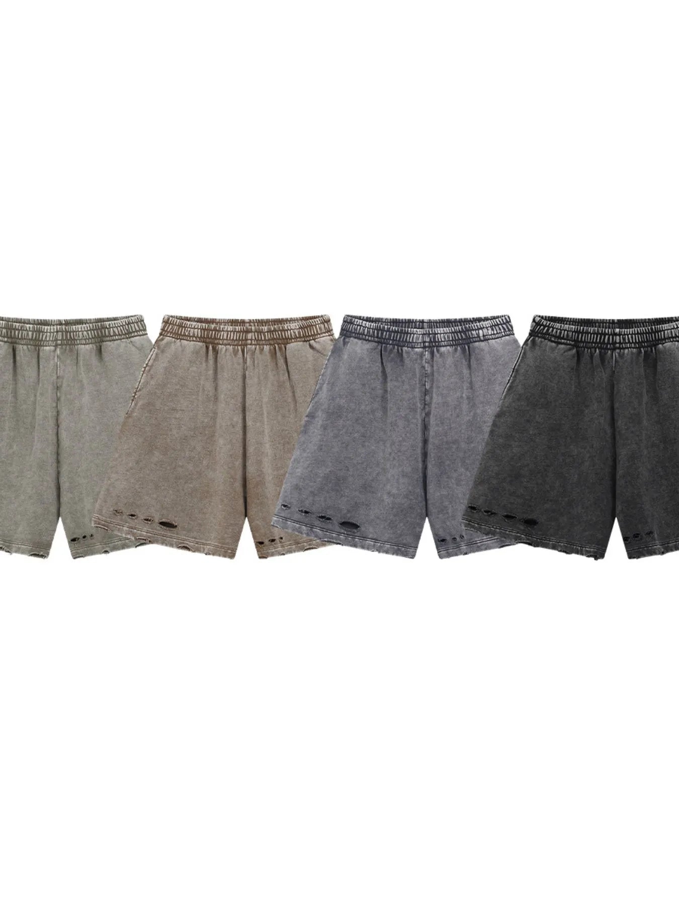 Men's Distressed Drawstring Shorts - -