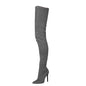 Sleek Suede Stiletto Over-the-Knee Boots - Grey 40 -
