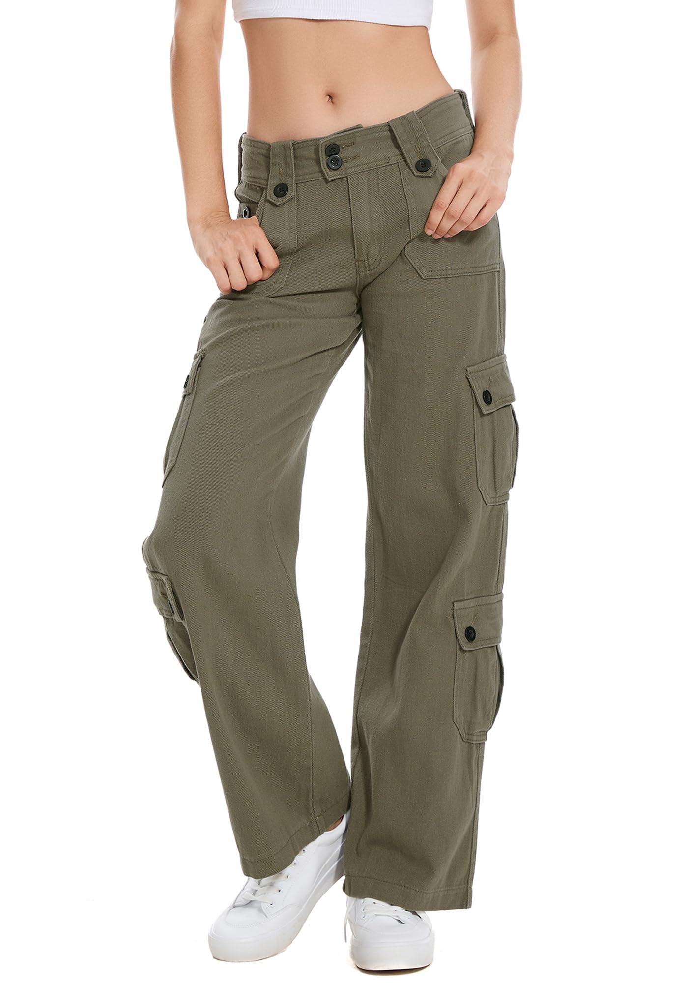Womens High-Waist Baggy Cargo Jeans - - Women's Fashion - Women's Clothing - Bottoms - Jeans