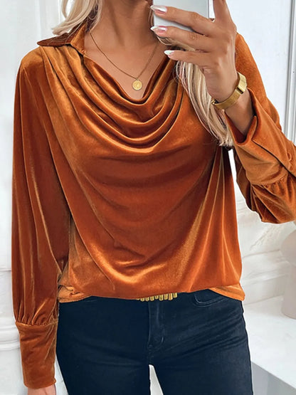 Perfee Ruched Long Sleeve Blouse - -