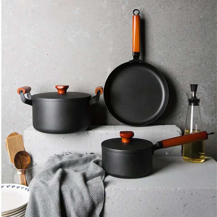 Wok Set Iron Wok Three Piece Non Stick Pan General Soup Pot Frying Pan Milk Pan