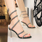 Women's Stiletto Heels with Snake-shaped Rhinestones - Green 38 -