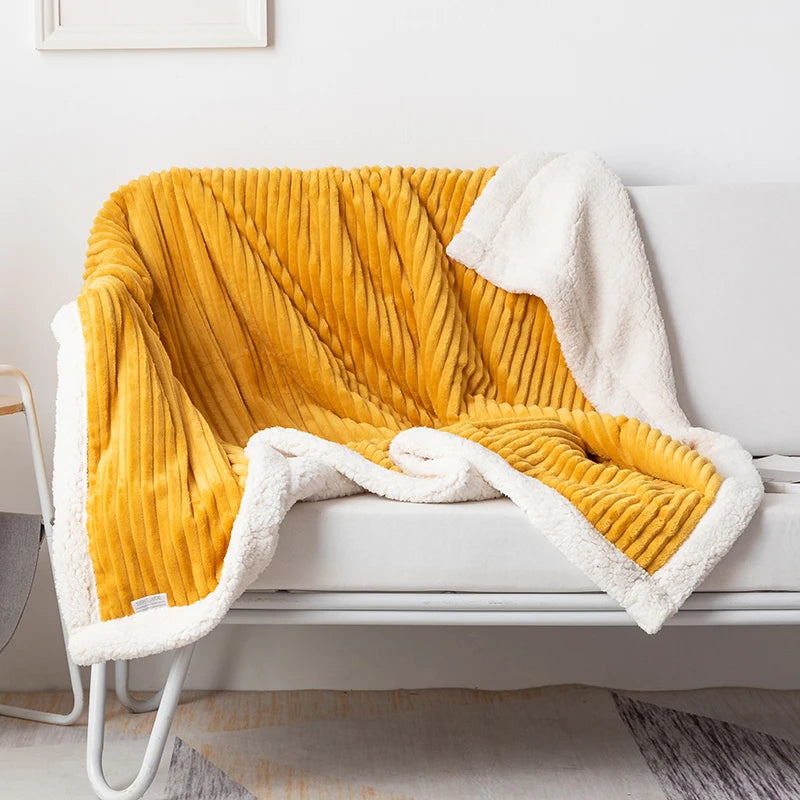 Yellow White Sofa Blanket Throw Blanket Soft Warm Blanket