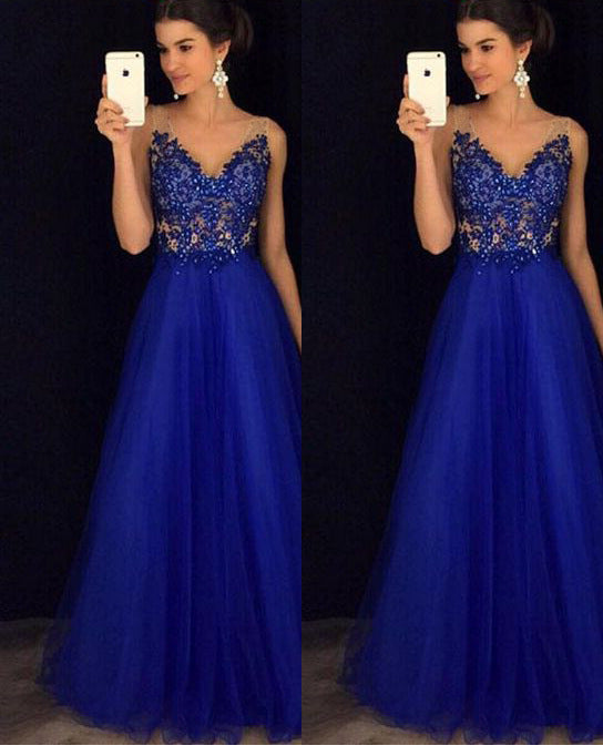 Sophisticated Blue Maxi Gown - Special Occasion Wear - - dress