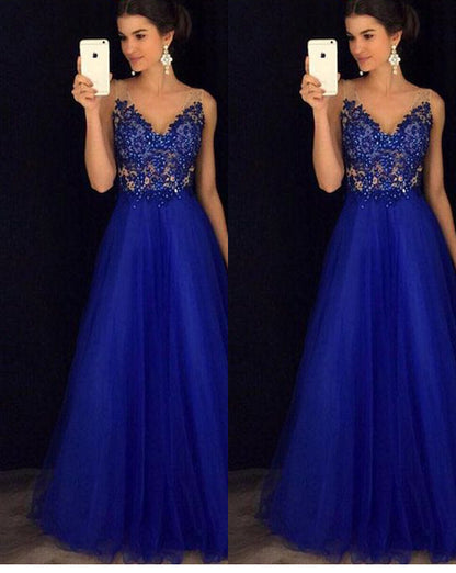Sophisticated Blue Maxi Gown - Special Occasion Wear - - dress