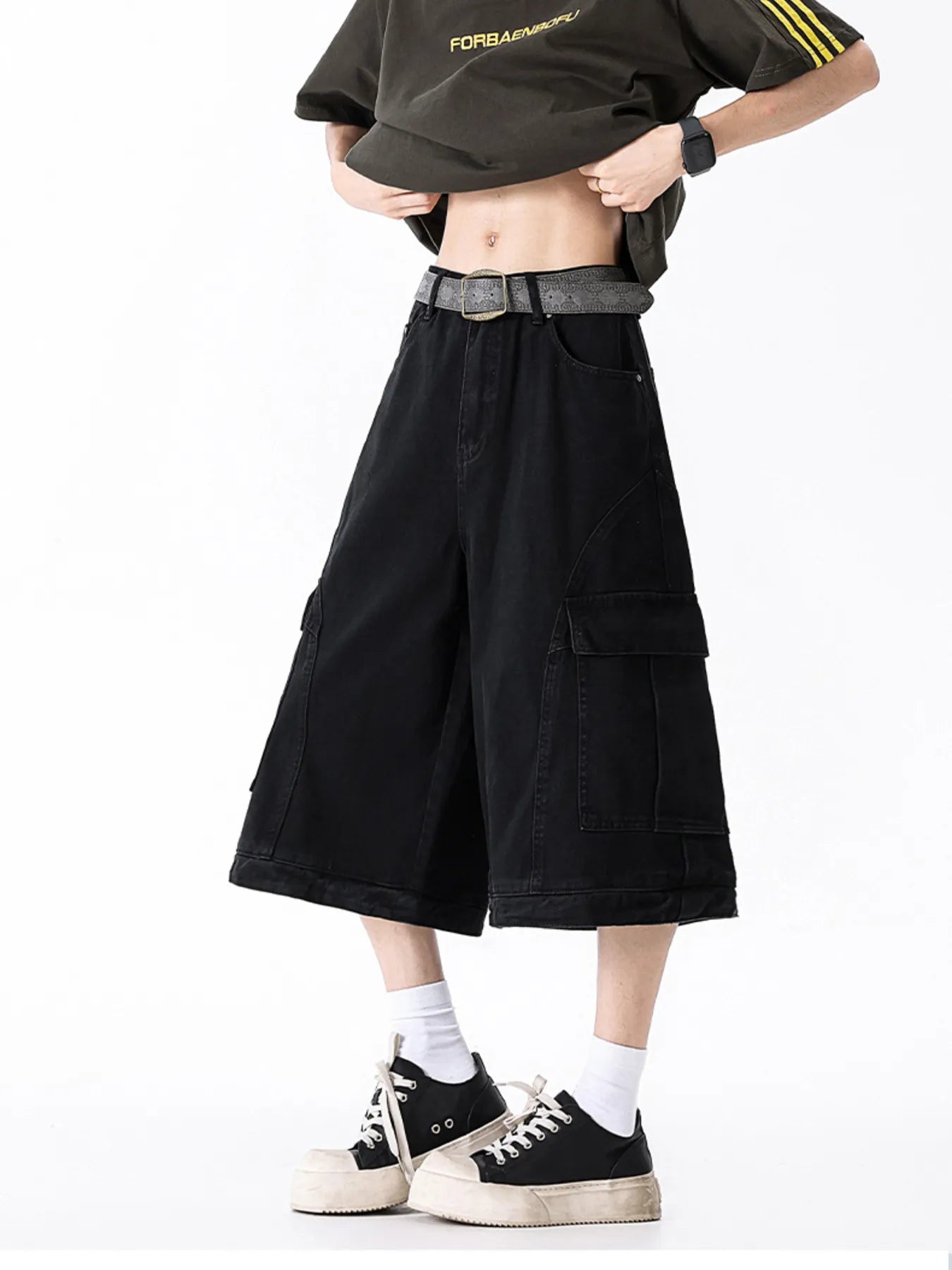 Men's Full Size Wide Leg Cargo Shorts Plus Size - -