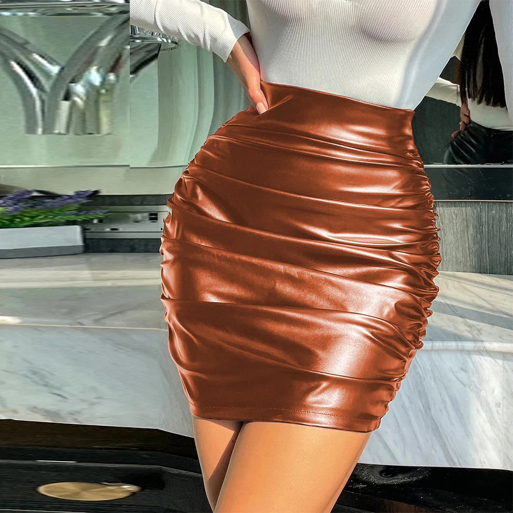 Summer PU Leather Mini Skirt