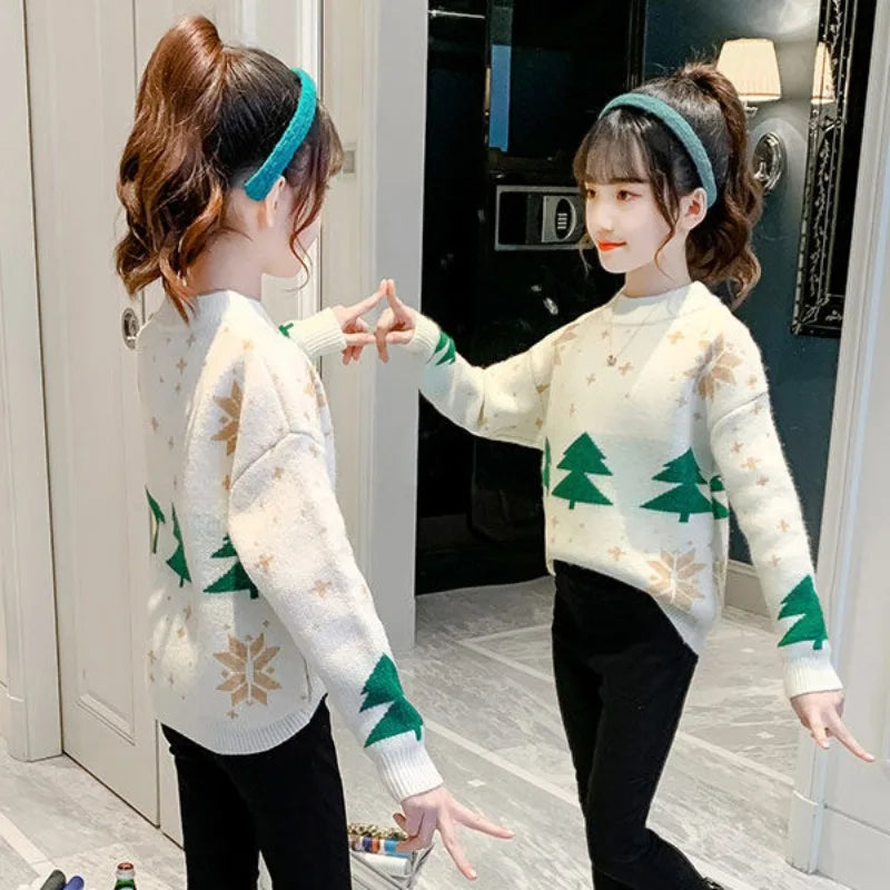 Girls Christmas Sweater WHITE