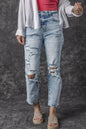 Distressed High Waist Jeans - Light -
