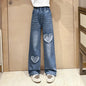 Girls Blue Heart Wide Leg Jeans blue