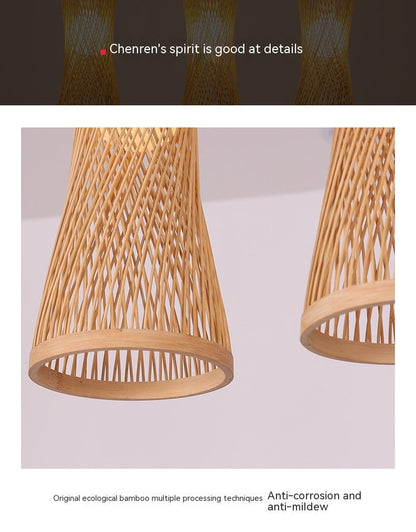 Chinese Style Bamboo Artwork Chandelier - - Lights