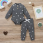 Newborn Baby Bodysuits + Elastic Pants dark grey white 9M