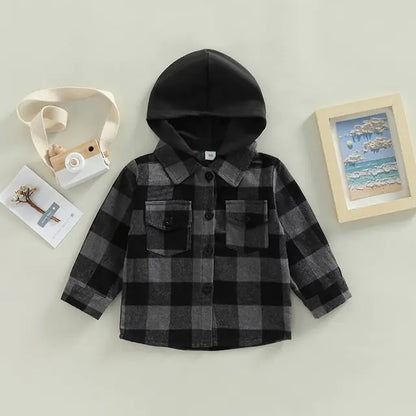 Autumn Kids Shirt Coats grey black 3T