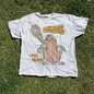 Captain Caveman 'Unga Bunga' Vintage Washed White Tee - White - T-Shirt