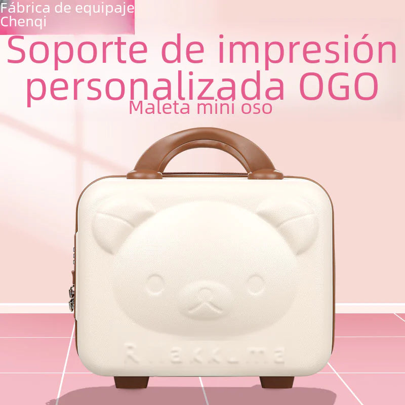 Luxury Cartoon Bear Travel Suitcase for Kids (14-Inch) Kia Day Design