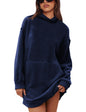 Casual Long Sleeve Chenille Jumper Knit Top with Pockets - Navy X-Small - Sweater