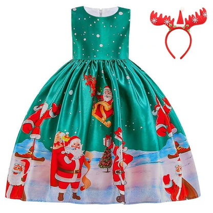 Girls Christmas Dress green red 10T