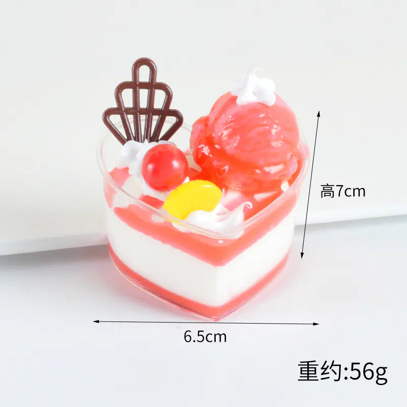 Miniature Faux Cupcake and Dessert Fridge Magnets - (Heart-shaped plastic box) watermelon red-single without packaging - magnets