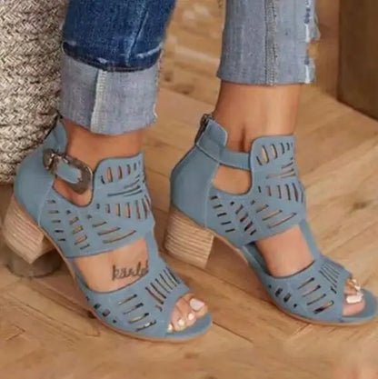 Vintage Hollow Out Sandals Light Blue 38