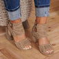 Vintage Hollow Out Sandals brown 36