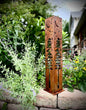 4-Sided Night Sky Pine Tree Solar Pillar - Steel - Rusted & Clear-coated - Luminary