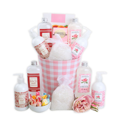Rose Spa Self Care Gift Basket - - Gift Baskets