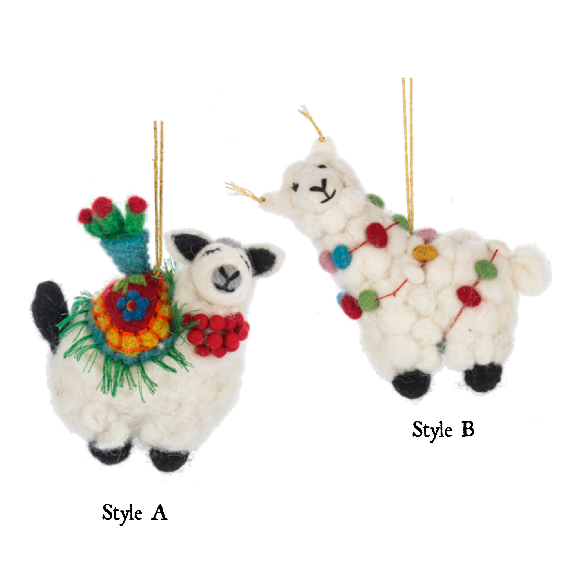 Wool Felt Llama Christmas Ornament | 2 Styles - - Christmas
