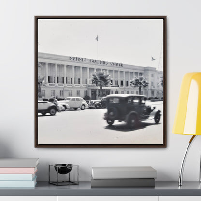 Sunset Bowling Center Largest in U.S 1939 Gallery Canvas Wraps Square Frame 30″ x 30″ Premium Gallery Wraps (1.25″) Walnut