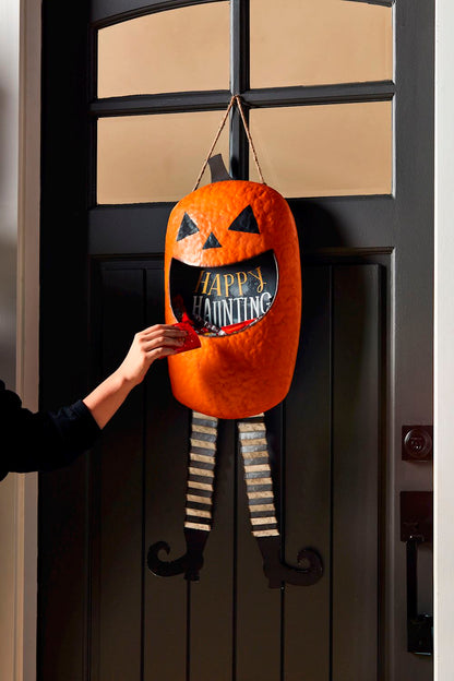 Orange Jack-O-Lantern Pumpkin Candy Door Hanger - - Fall & Halloween