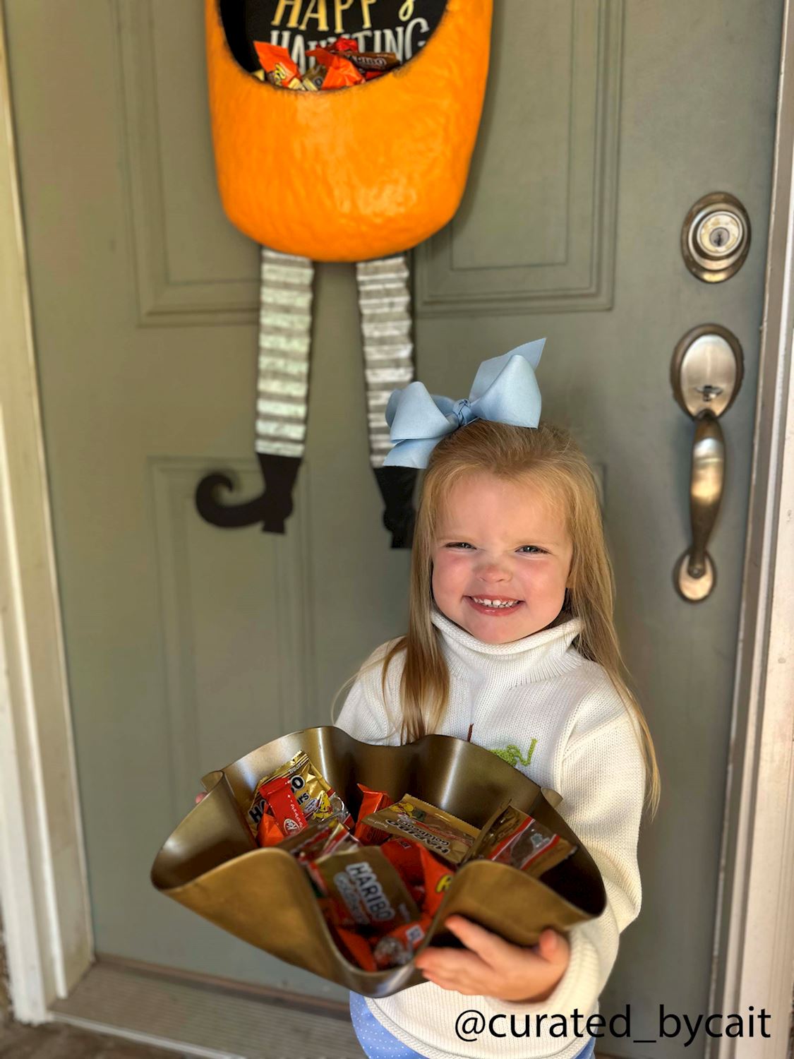 Orange Jack-O-Lantern Pumpkin Candy Door Hanger - - Fall & Halloween