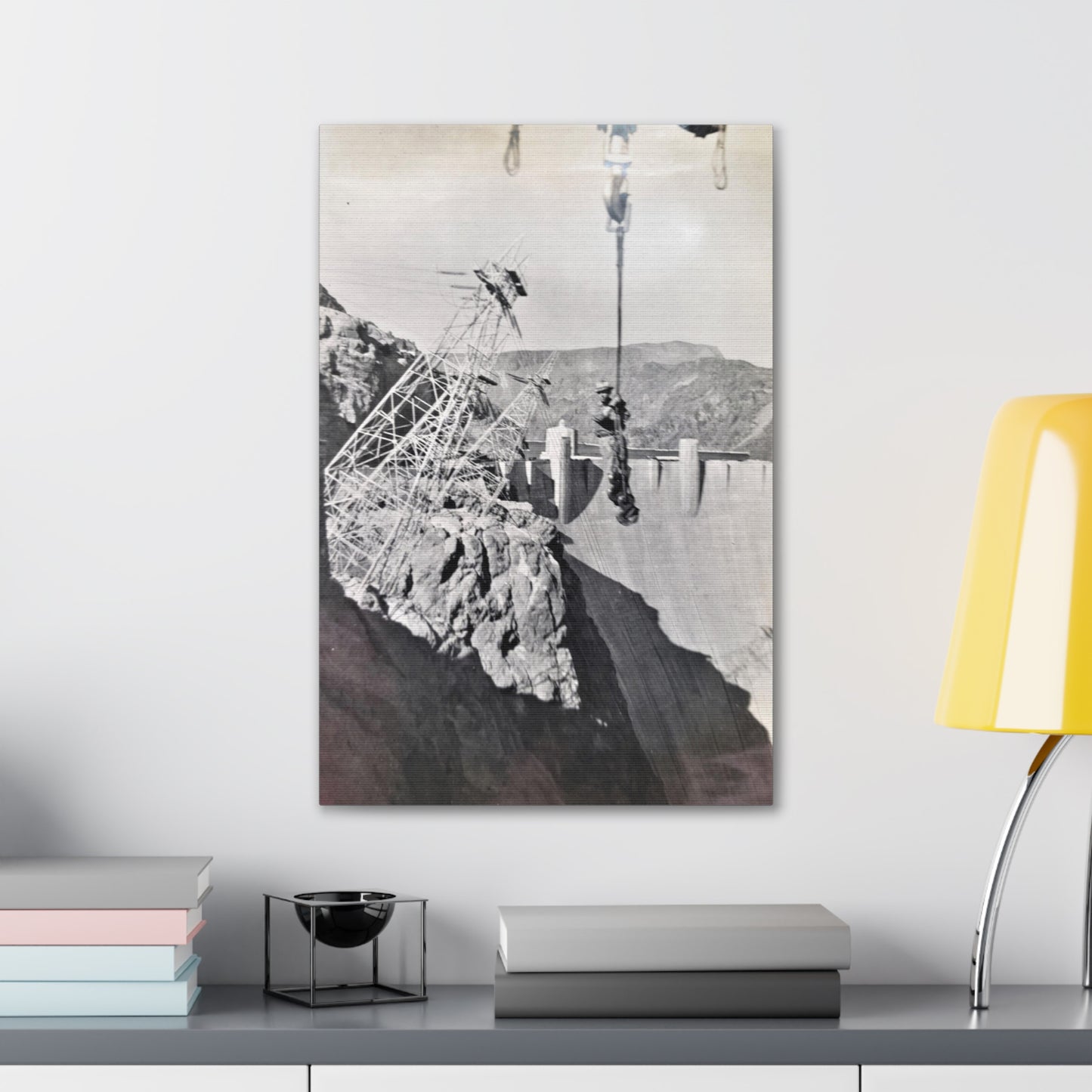 Suspended Boulder Dam Worker Canvas Gallery Wraps