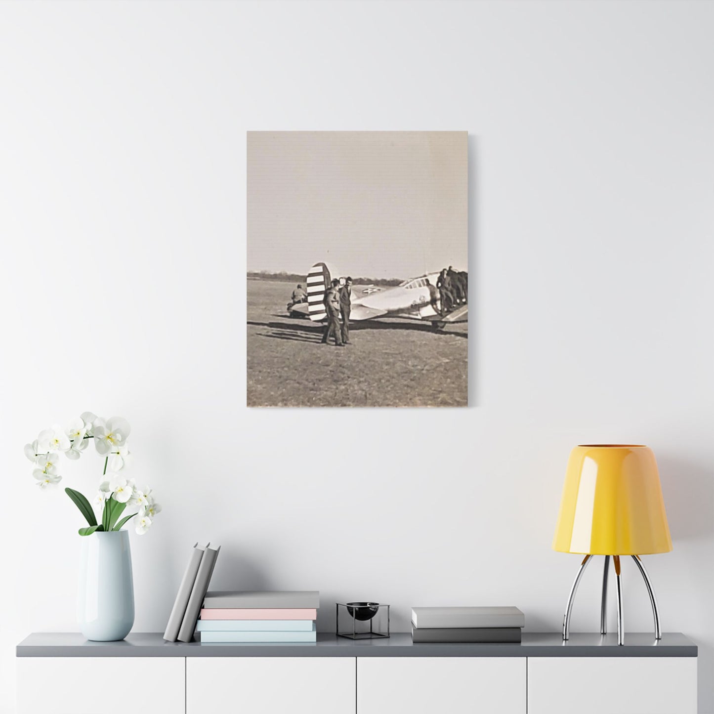 Army Pursuit Plane Ames Airport 1939 Satin Canvas, Stretched