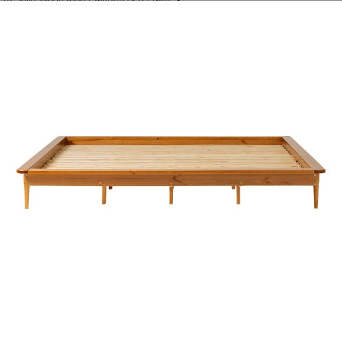 Mid-Century Modern Solid Wood King Platform Bed Frame Caramel - - platform bed