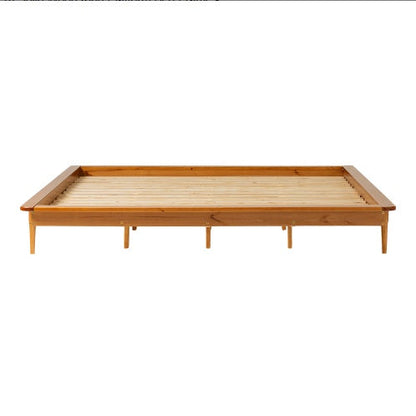 Mid-Century Modern Solid Wood King Platform Bed Frame Caramel - - platform bed