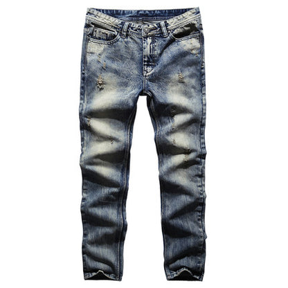Vintage Distressed Slim Fit Denim Jeans - - jeans