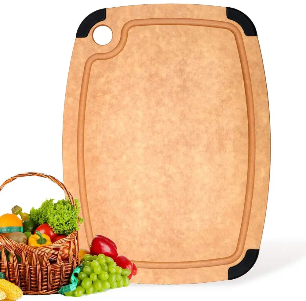 None-Slip 100% Natural Wood Fiber Cutting Board for Kitchen With Groove