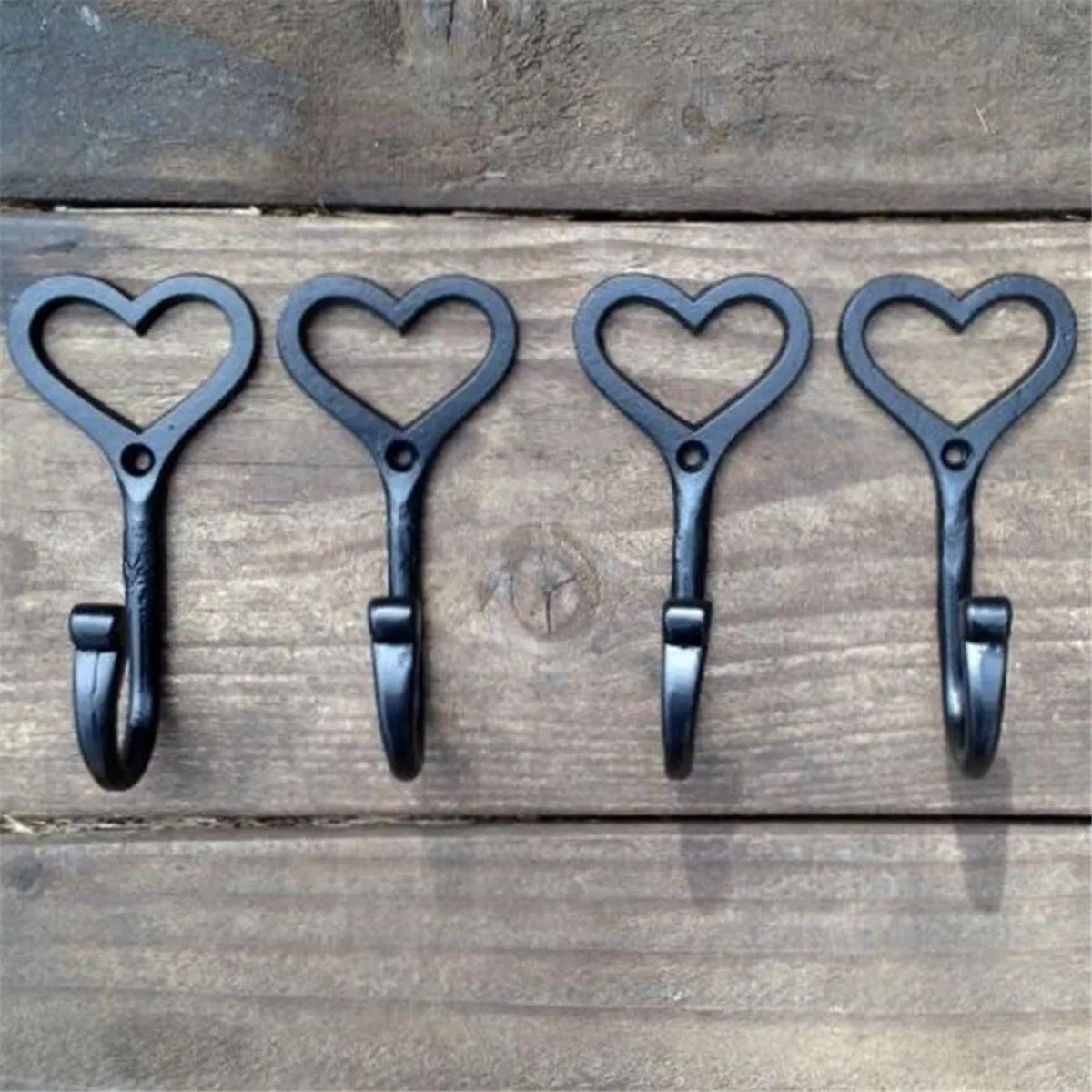 Vintage Black Cast Iron Key Coat Hook Heart Key Hanger