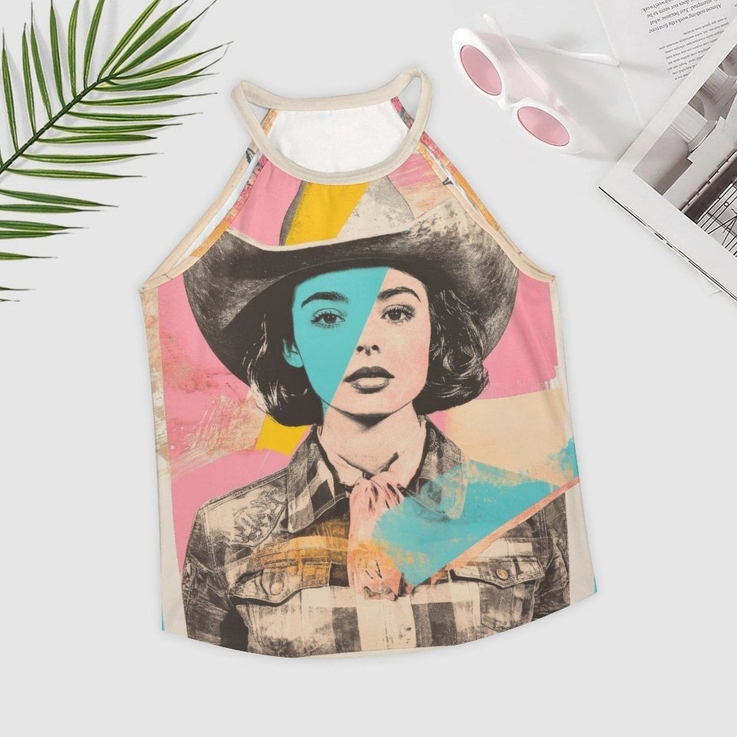 Baha Ranch Turquoise View Retro Pop Western Tank Top - - Tanks & Camis